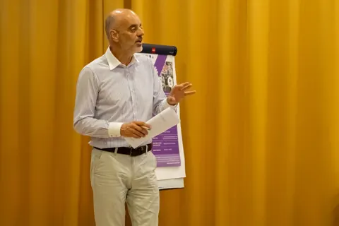 Close-up of Radoje Laušević presenting during the EXCHANGE seminar “Biodiversity of River Neretva”, Mostar, 30 June 2021.